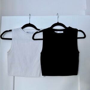 Zara Basic Black and White Tank Tops